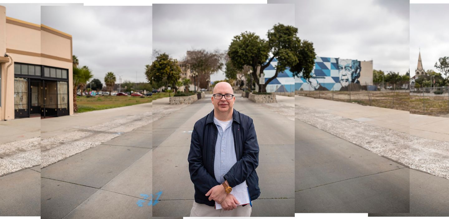 Inland Valley Daily Bulletin columnist, David Allen, poses for a portrait near downtown Pomona, his favorite city in the East San Gabriel Valley.