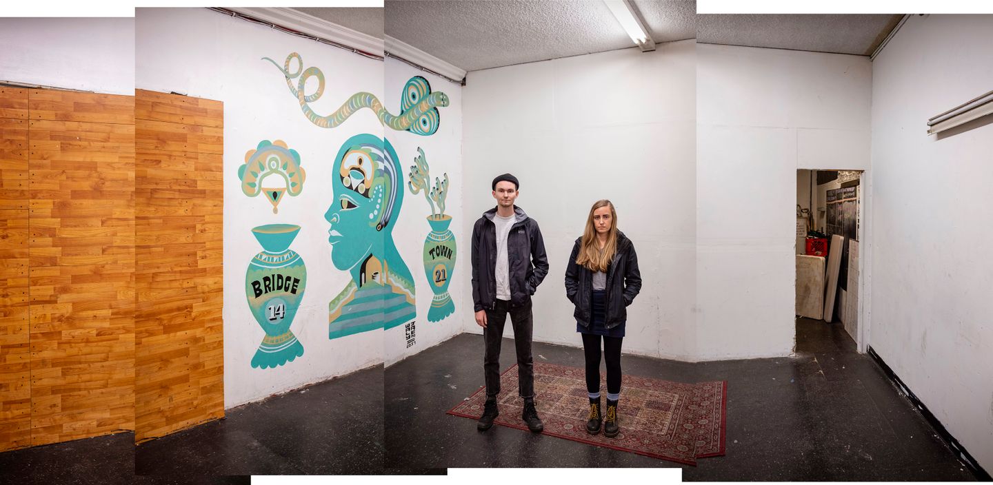 Cameron Hughes and Erica Schultz are two of the volunteers who operate the Bridgetown DIY autonomous music space and community center in Valinda, CA.