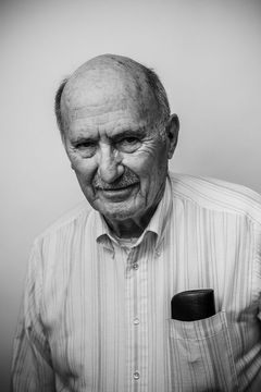 A duotoned black-and-white portrait of Hal Durian.