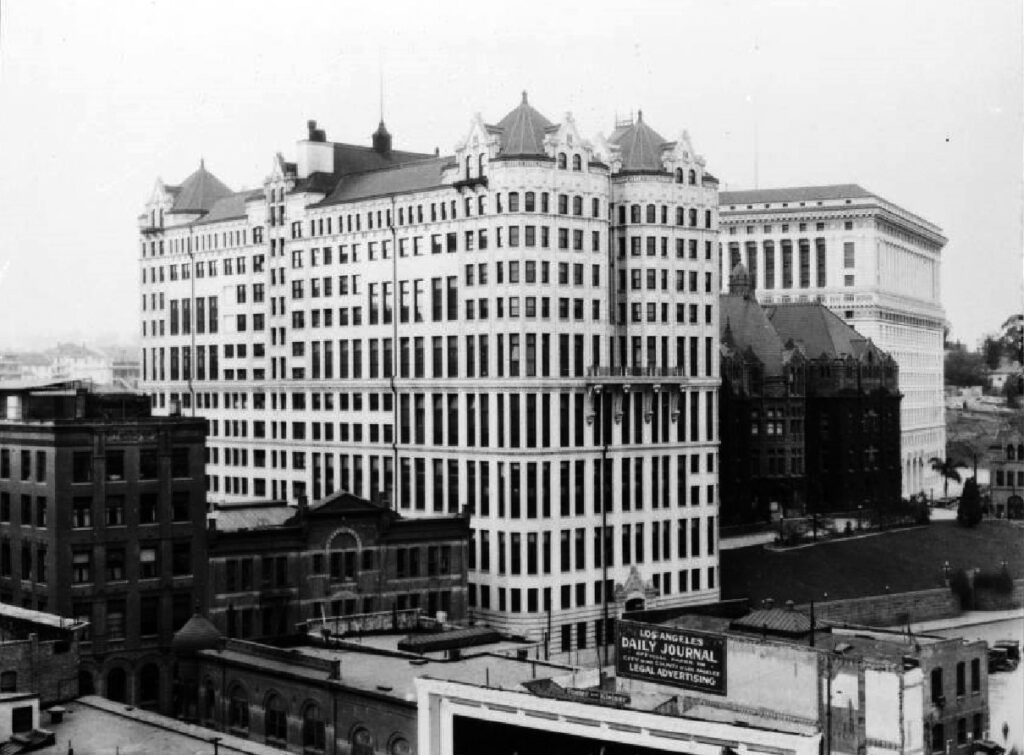 1927 Photo of Hall of Records in center with County Courthouse and Call of Justice in background